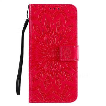 Embossing Sunflower Leather Wallet Case for LG K50S - Red - LG K50S ...