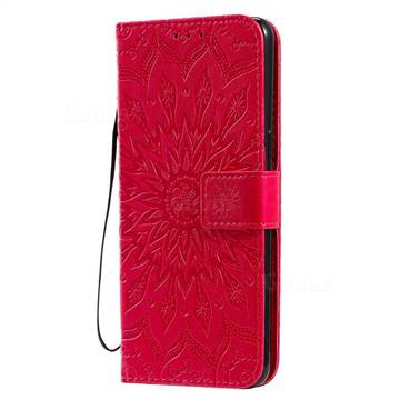 Embossing Sunflower Leather Wallet Case for LG K50S - Red - LG K50S ...