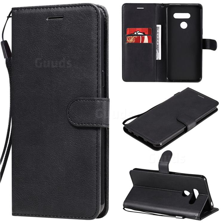 Retro Greek Classic Smooth PU Leather Wallet Phone Case for LG K50S - Black