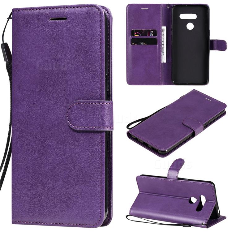 Retro Greek Classic Smooth PU Leather Wallet Phone Case for LG K50S - Purple