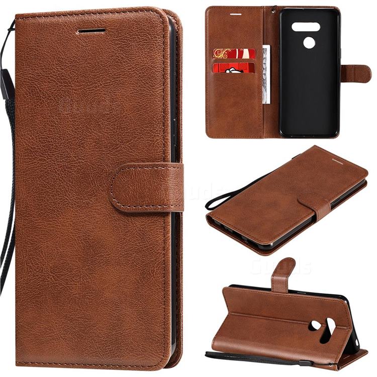Retro Greek Classic Smooth PU Leather Wallet Phone Case for LG K50S - Brown