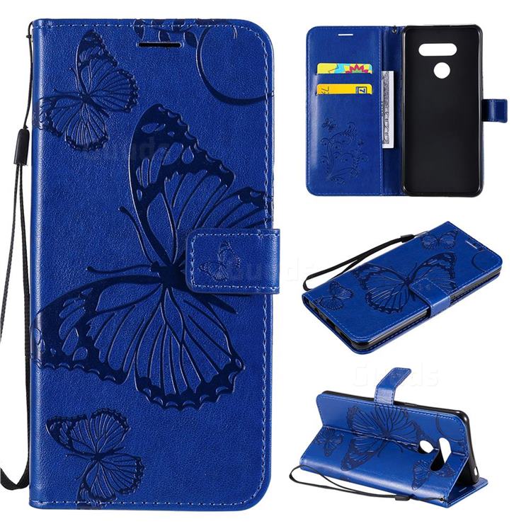 Embossing 3D Butterfly Leather Wallet Case for LG K50S - Blue