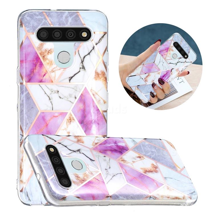 Purple and White Painted Marble Electroplating Protective Case for LG K51