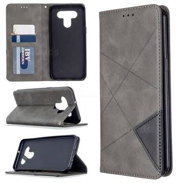 Prismatic Slim Magnetic Sucking Stitching Wallet Flip Cover for LG K51 - Gray