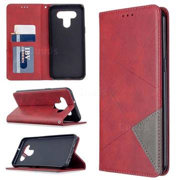 Prismatic Slim Magnetic Sucking Stitching Wallet Flip Cover for LG K51 - Red