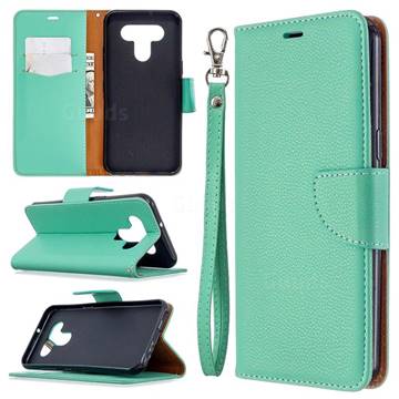 Classic Luxury Litchi Leather Phone Wallet Case for LG K51 - Green
