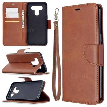 Classic Sheepskin PU Leather Phone Wallet Case for LG K51 - Brown