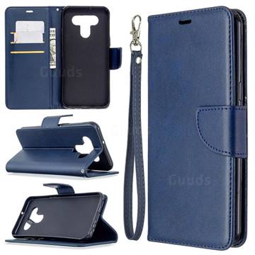 Classic Sheepskin PU Leather Phone Wallet Case for LG K51 - Blue