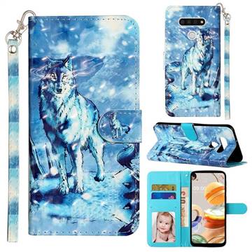 Snow Wolf 3D Leather Phone Holster Wallet Case for LG K51