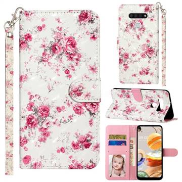 Rambler Rose Flower 3D Leather Phone Holster Wallet Case for LG K51