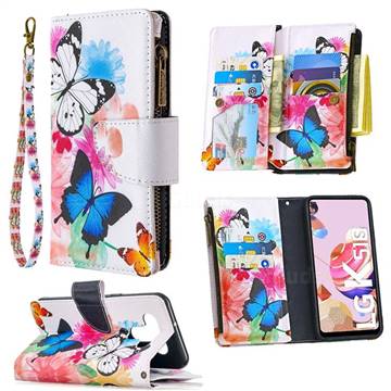 Vivid Flying Butterflies Binfen Color BF03 Retro Zipper Leather Wallet Phone Case for LG K51