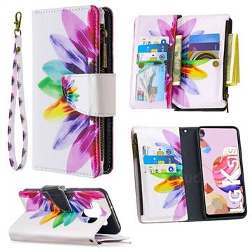 Seven-color Flowers Binfen Color BF03 Retro Zipper Leather Wallet Phone Case for LG K51