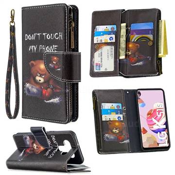 Chainsaw Bear Binfen Color BF03 Retro Zipper Leather Wallet Phone Case for LG K51
