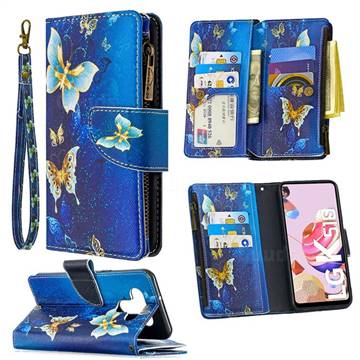 Golden Butterflies Binfen Color BF03 Retro Zipper Leather Wallet Phone Case for LG K51