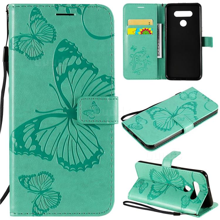 Embossing 3D Butterfly Leather Wallet Case for LG K51 - Green