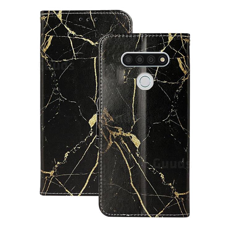 Black Gold Marble PU Leather Wallet Case for LG K51