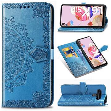 Embossing Imprint Mandala Flower Leather Wallet Case for LG K51S - Blue