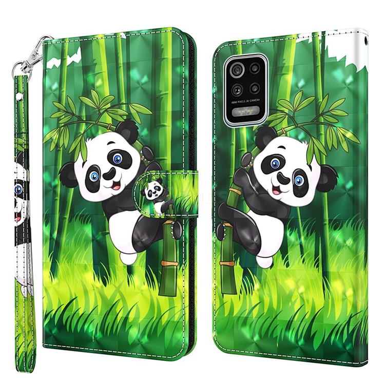 Climbing Bamboo Panda 3D Painted Leather Wallet Case for LG K52 K62 Q52