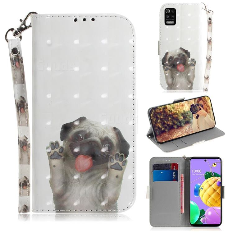 Pug Dog 3D Painted Leather Wallet Phone Case for LG K52 K62 Q52