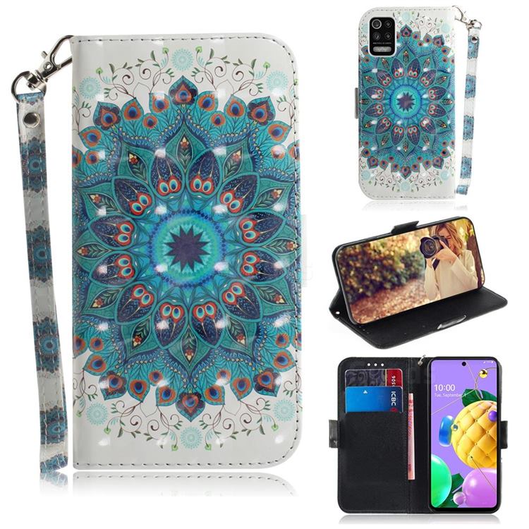 Peacock Mandala 3D Painted Leather Wallet Phone Case for LG K52 K62 Q52