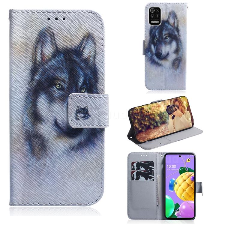 Snow Wolf PU Leather Wallet Case for LG K52 K62 Q52