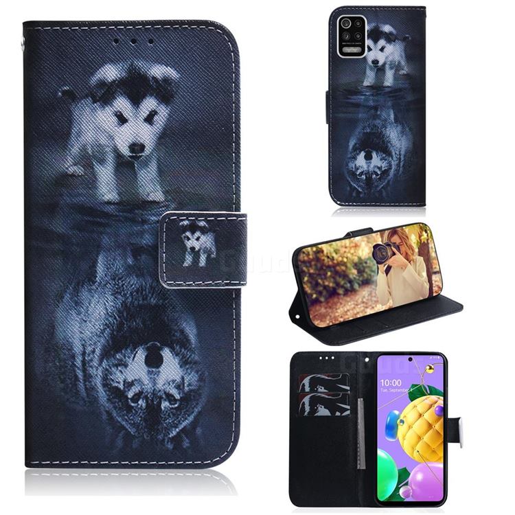 Wolf and Dog PU Leather Wallet Case for LG K52 K62 Q52
