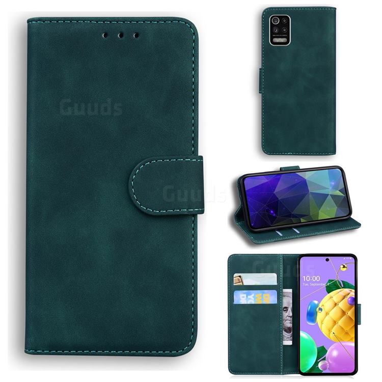 Retro Classic Skin Feel Leather Wallet Phone Case for LG K52 K62 Q52 - Green