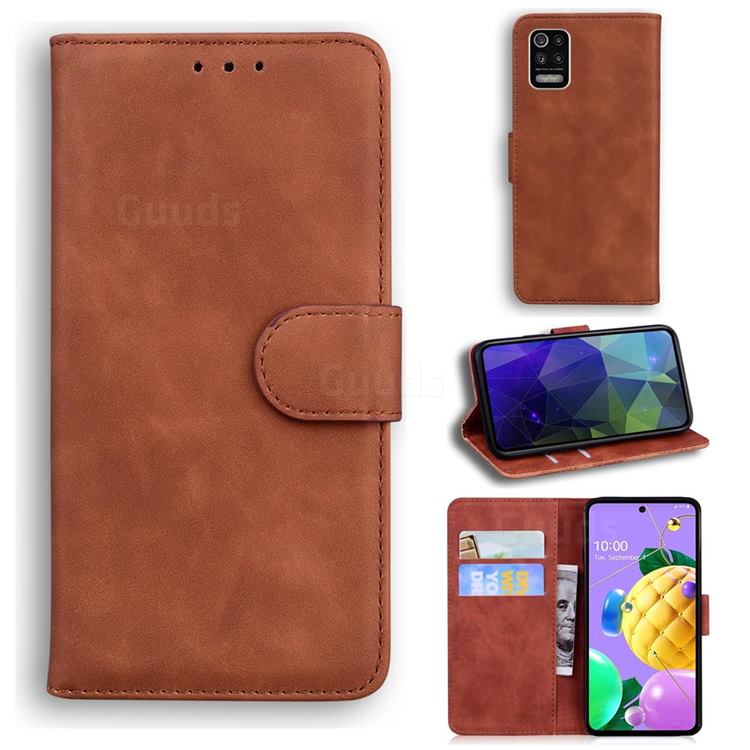 Retro Classic Skin Feel Leather Wallet Phone Case for LG K52 K62 Q52 - Brown