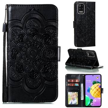 Intricate Embossing Datura Solar Leather Wallet Case for LG K52 K62 Q52 - Black
