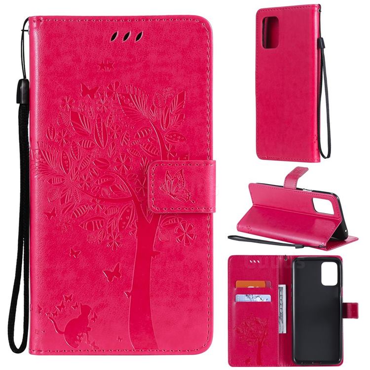 Embossing Butterfly Tree Leather Wallet Case for LG K52 K62 Q52 - Rose