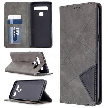 Prismatic Slim Magnetic Sucking Stitching Wallet Flip Cover for LG K61 - Gray