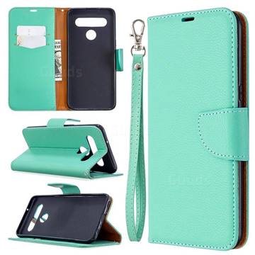 Classic Luxury Litchi Leather Phone Wallet Case for LG K61 - Green