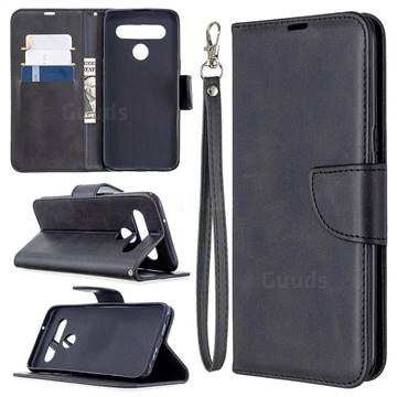 Classic Sheepskin PU Leather Phone Wallet Case for LG K61 - Black