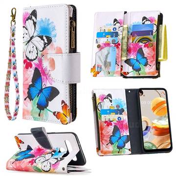 Vivid Flying Butterflies Binfen Color BF03 Retro Zipper Leather Wallet Phone Case for LG K61