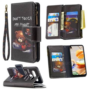 Chainsaw Bear Binfen Color BF03 Retro Zipper Leather Wallet Phone Case for LG K61