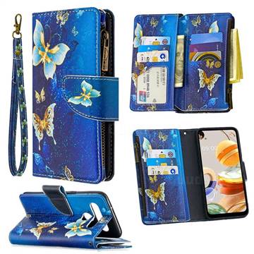 Golden Butterflies Binfen Color BF03 Retro Zipper Leather Wallet Phone Case for LG K61