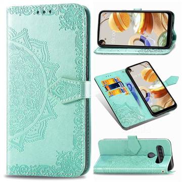 Embossing Imprint Mandala Flower Leather Wallet Case for LG K61 - Green