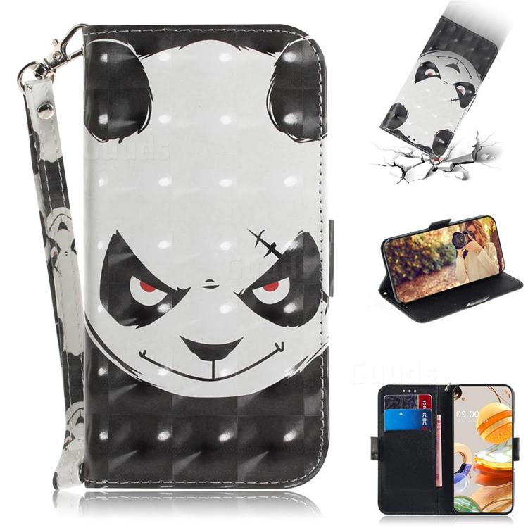 Angry Bear 3D Painted Leather Wallet Phone Case for LG K61