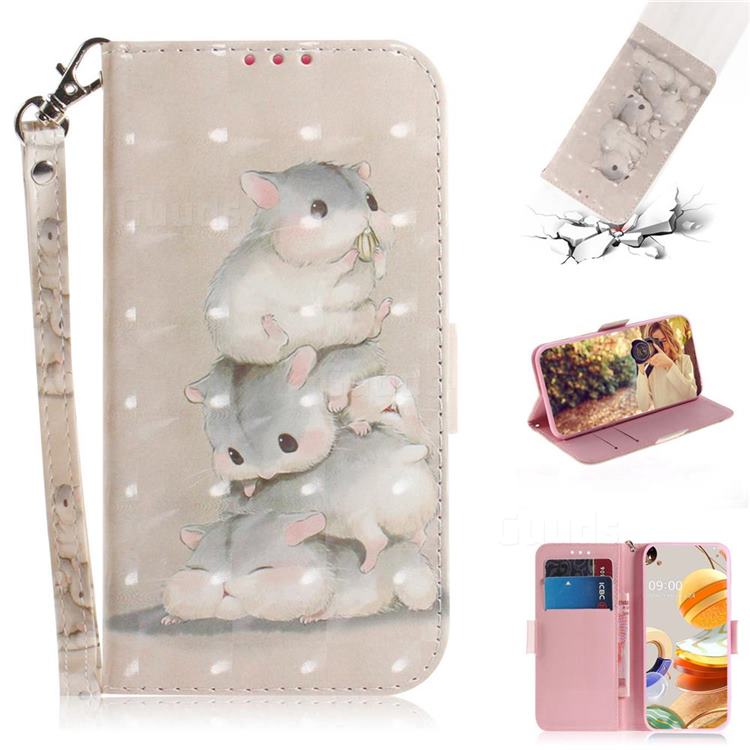 Three Squirrels 3D Painted Leather Wallet Phone Case for LG K61