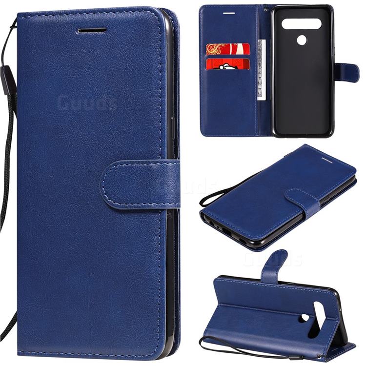Retro Greek Classic Smooth PU Leather Wallet Phone Case for LG K61 - Blue