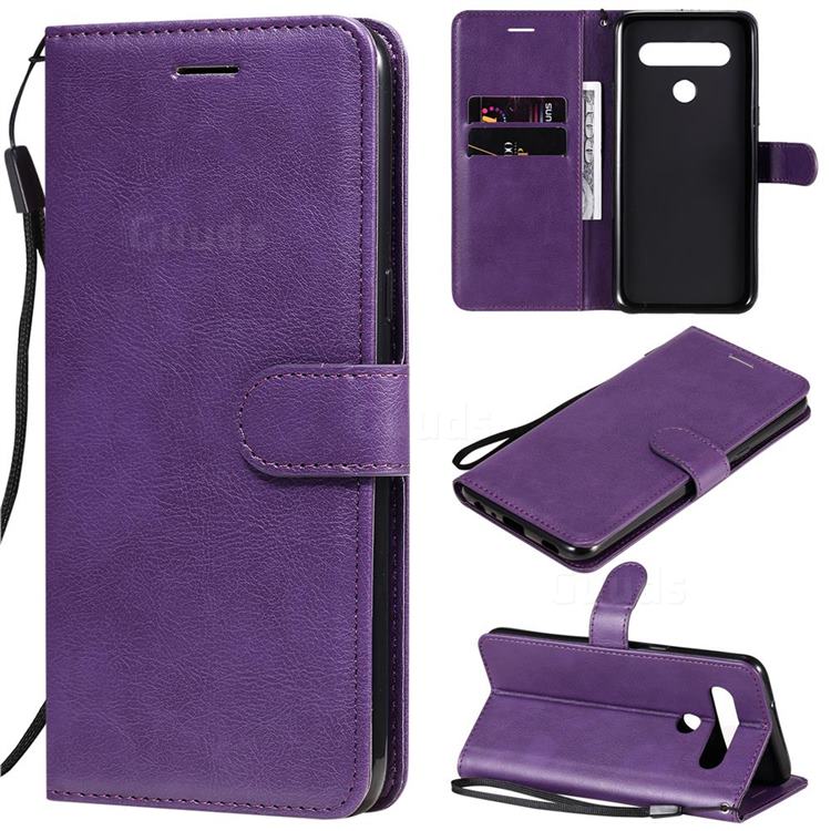 Retro Greek Classic Smooth PU Leather Wallet Phone Case for LG K61 - Purple