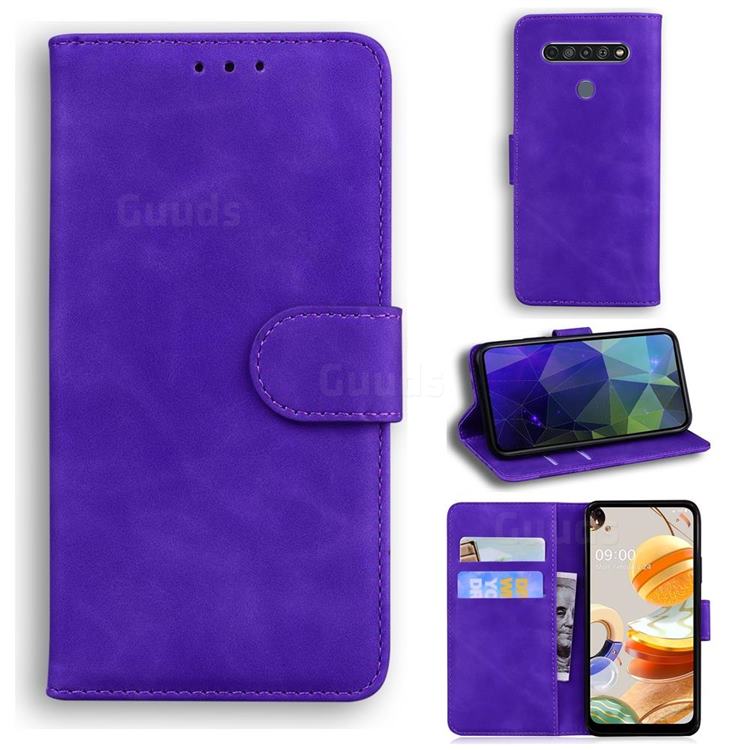 Retro Classic Skin Feel Leather Wallet Phone Case for LG K61 - Purple