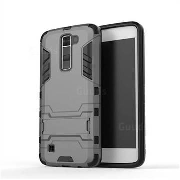 Armor Premium Tactical Grip Kickstand Shockproof Dual Layer Rugged Hard Cover for LG K7 - Gray