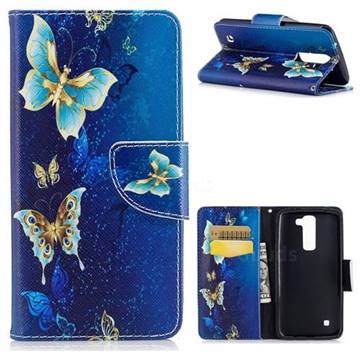 Golden Butterflies Leather Wallet Case for LG K7
