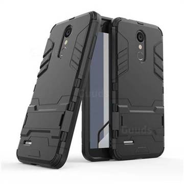 Armor Premium Tactical Grip Kickstand Shockproof Dual Layer Rugged Hard Cover for LG K8 - Black