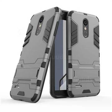 Armor Premium Tactical Grip Kickstand Shockproof Dual Layer Rugged Hard Cover for LG K8 - Gray