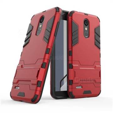Armor Premium Tactical Grip Kickstand Shockproof Dual Layer Rugged Hard Cover for LG K8 - Wine Red