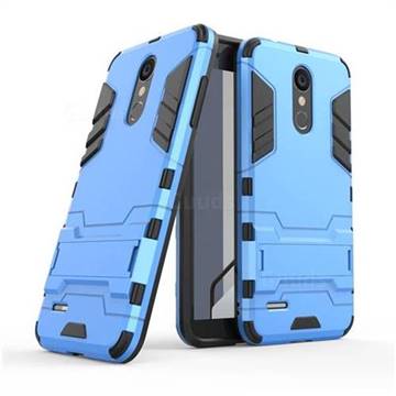 Armor Premium Tactical Grip Kickstand Shockproof Dual Layer Rugged Hard Cover for LG K8 - Light Blue