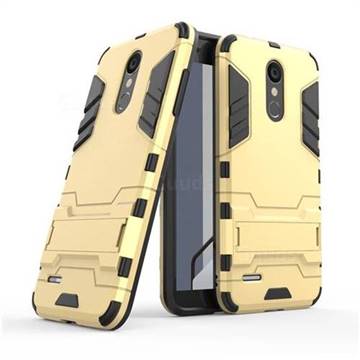 Armor Premium Tactical Grip Kickstand Shockproof Dual Layer Rugged Hard Cover for LG K8 - Golden