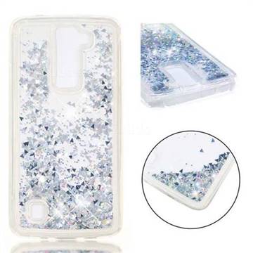 Dynamic Liquid Glitter Quicksand Sequins TPU Phone Case for LG K8 - Silver